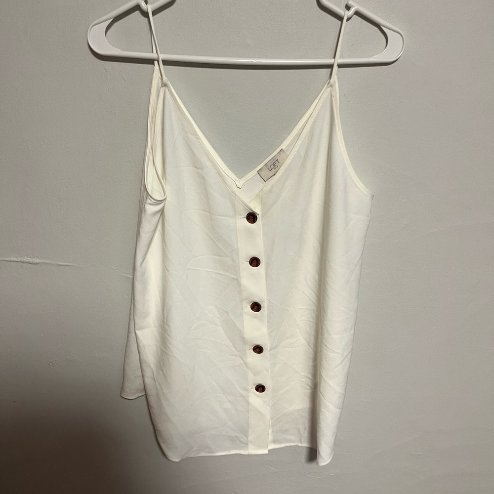 LOFT White Button-Down Camisole
